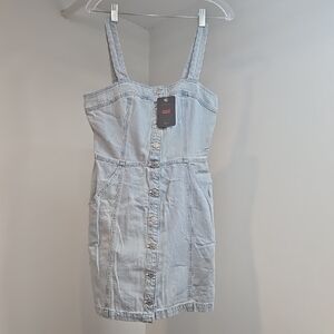 Levi's Blue Buttoned Sweetheart Bodycon Mini Dress